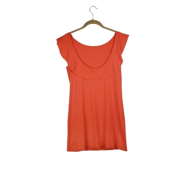 Twenty Montreal Mini Dress Orange Knit Ruffle Sleeve Scoop Back Size Small - Picture 2 of 8